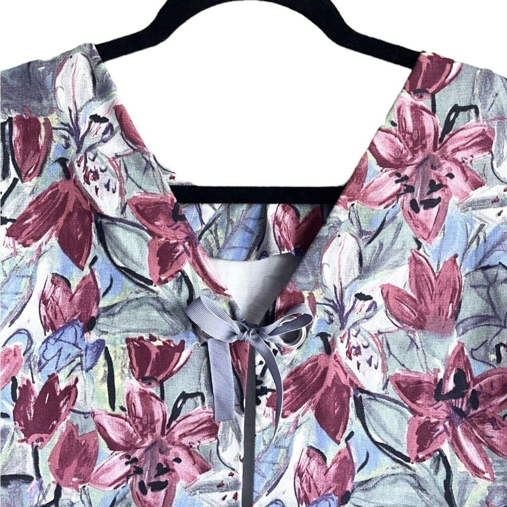NWT Zara Multicolor Floral Mini Dress Size L Ruffled Short Sleeves Bow V Back - Picture 7 of 10
